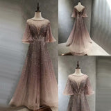 Charming Princess Lace Evening Dress with Long Heavy Handmade Detail BM bride