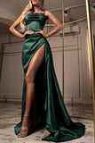 Dark Green Mermaid Prom Dress with Split BM bride