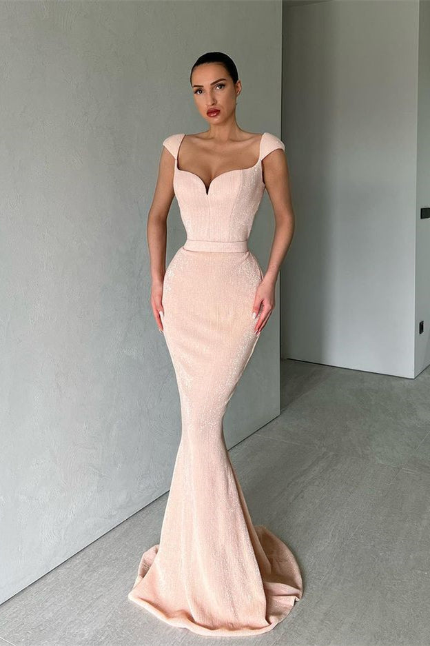 Cap Sleeves Long Sequins Prom Dress Mermaid BM bride