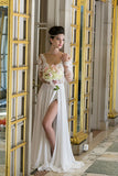 Long Sleeve Chiffon Wedding Dress with Slit BM bride