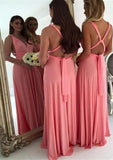 Floor-Length Chiffon Bridesmaid Dress, A-Line/Princess Style, V-Neck BM bride