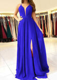 Floor-Length Chiffon Prom Dress, A-Line/Princess Cut, Scalloped Neck, Sleeveless, With Split BM bride