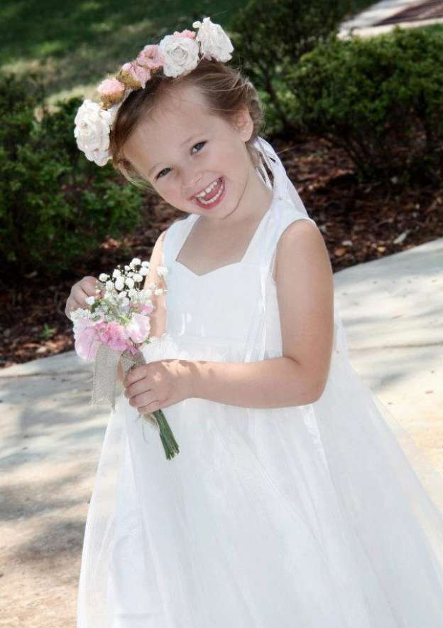 Elegant Tulle Square Neckline Tea-Length A-line Flower Girl Dress with Bandage