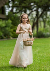 Charming Tulle Scoop Neck Floor-Length A-line Flower Girl Dress with Sequins