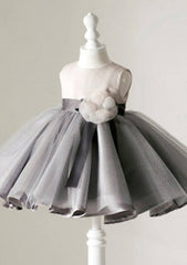 Sweet Tulle Bateau Neck Knee-Length Ball Gown Flower Girl Dress with Waistband