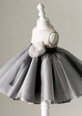 Sweet Tulle Bateau Neck Knee-Length Ball Gown Flower Girl Dress with Waistband