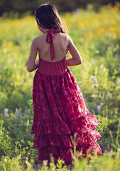 Charming Lace Square Neckline Floor-Length A-line Flower Girl Dress with Ruffles