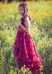 Charming Lace Square Neckline Floor-Length A-line Flower Girl Dress with Ruffles