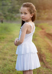 Sweet Chiffon Square Neckline Short/Mini A-line Flower Girl Dress with Sequins