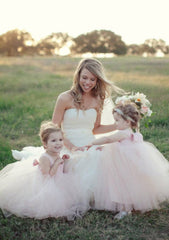 Sweet Tulle Square Neckline Ankle-Length A-line Flower Girl Dress with Bowknot