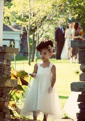 Lovely Tulle Sweetheart Neck Ankle-Length A-line Flower Girl Dress with Bowknot