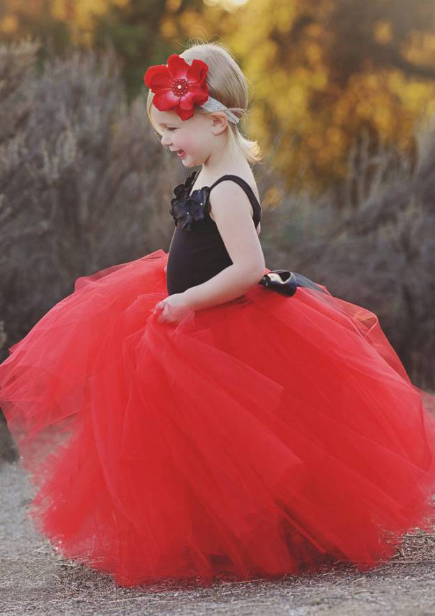 Charming Tulle Square Neckline Floor-Length A-line Flower Girl Dress with Waistband