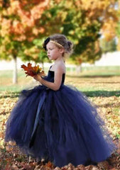 Stunning Tulle One-Shoulder Floor-Length A-line Flower Girl Dress with Sequins