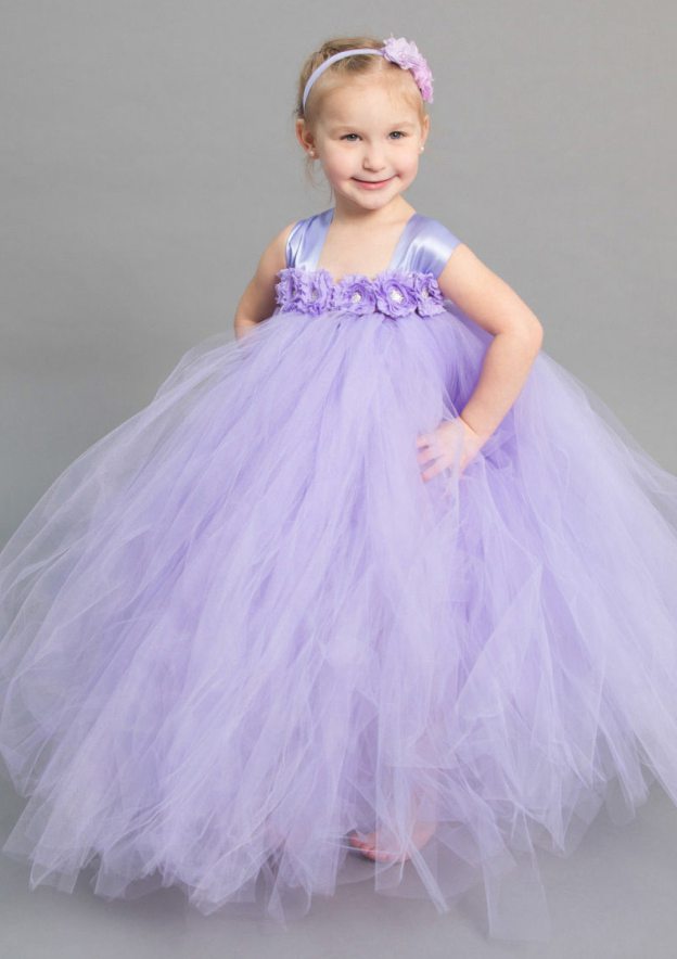 Stylish Sleeveless Square Neckline Tulle A-line Flower Girl Dress with Appliqu¨¦ (Floor-Length)