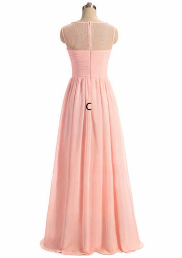 Floor-Length Chiffon Bridesmaid Dress, A-Line/Princess Style, Sweetheart Neck, Sleeveless BM bride