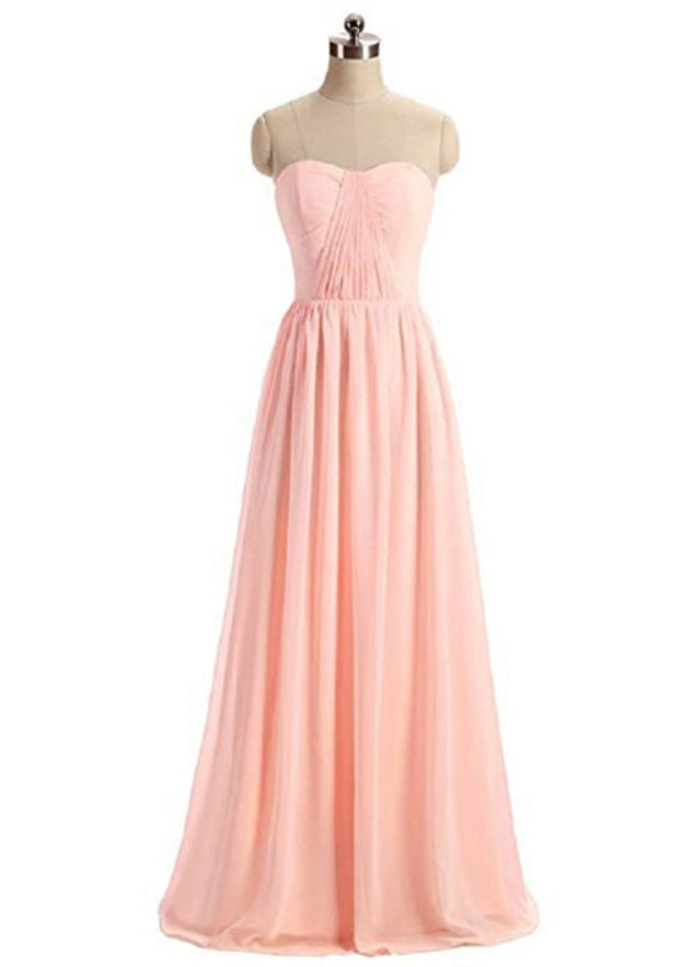 Floor-Length Chiffon Bridesmaid Dress, A-Line/Princess Style, Sweetheart Neck, Sleeveless BM bride