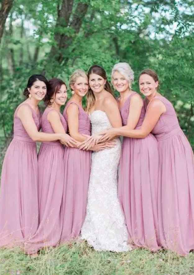 Chiffon Bridesmaid Dress, A-Line/Princess Cut, Long/Floor-Length V-Neck, Sleeveless, With Pleated BM bride