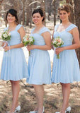 Knee-Length Chiffon Bridesmaid Dress, A-Line/Princess Cut, Scalloped Neck, Sleeveless, With Pleated BM bride