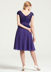 Knee-Length Chiffon Bridesmaid Dress, A-Line/Princess Style, Bateau Neck, Sleeveless, With Rhinestone Appliqued And Sashes