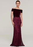 Sweep Train Lace Mother of the Bride Dresses, Sleeveless Off-the-Shoulder Sheath/Column BM bride