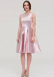 Knee-Length Taffeta Bridesmaid Dress, A-Line/Princess Style, Bateau Neck, Sleeveless, With Ruffles BM bride