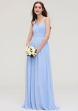 Floor-Length Chiffon Bridesmaid Sexy Dress, A-Line/Princess Cut, Sweetheart Neck, Sleeveless, With Pleats BM bride