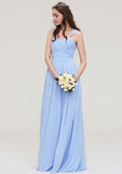 Floor-Length Chiffon Bridesmaid Sexy Dress, A-Line/Princess Cut, Sweetheart Neck, Sleeveless, With Pleats BM bride