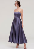 Ankle-Length Satin Bridesmaid Dress, A-Line/Princess Style, Sweetheart Neck, Sleeveless, With Pleats BM bride