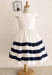 Knee-Length Taffeta Dress with Short Sleeves - A-line/Princess Scoop Neck Flower Girl Dress