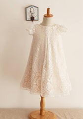 Knee-Length Tulle Sequined Flower Girl Dress with Elegant Sashes - A-line/Princess Scoop Neck