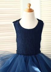 Asymmetrical Tulle Flower Girl Dress - A-line/Princess Scoop Neck