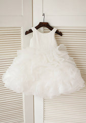 Knee-Length Organza Flower Girl Dress with Lovely Ruffles - A-line/Princess Scoop Neck