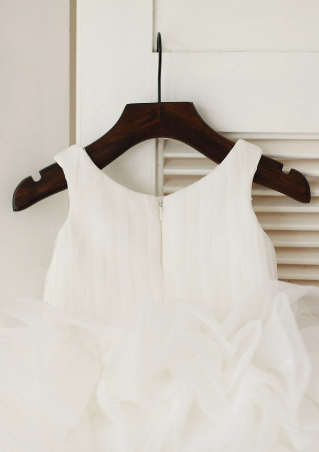 Knee-Length Organza Flower Girl Dress with Lovely Ruffles - A-line/Princess Scoop Neck