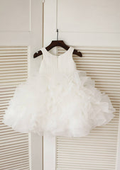 Knee-Length Organza Flower Girl Dress with Lovely Ruffles - A-line/Princess Scoop Neck