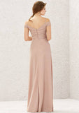 Long/Floor-Length Jersey Bridesmaid Dress, A-Line Cut, Sweetheart Neckline, Short Sleeve, With Pleating BM bride