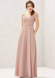 Long/Floor-Length Jersey Bridesmaid Dress, A-Line Cut, Sweetheart Neckline, Short Sleeve, With Pleating BM bride