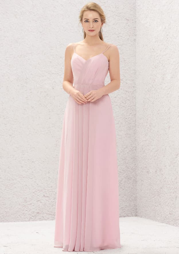 A-Line Sweetheart Floor-Length Sleeveless Chiffon Bridesmaid Dress With Pleats