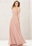 Long/Floor-Length Chiffon Bridesmaid Dress, A-Line Cut, Sweetheart Neckline, Sleeveless BM bride