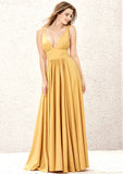 V-Neck A-Line Floor-Length Charmeuse Bridesmaid Dress, Sleeveless With Split BM bride