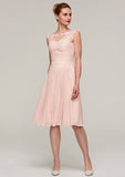 Knee-Length Chiffon Mother of the Bride Dress with Jacket Appliqued Beading, Sleeveless Bateau A-line BM bride