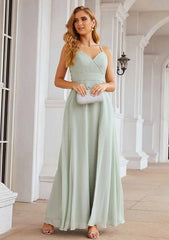 A-Line Sweetheart Floor-Length Sleeveless Chiffon Bridesmaid Dress With Pleats And Split