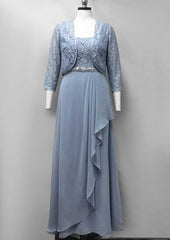 Sheath/Column Long/Floor-Length Chiffon Mother of the Bride Dress with Lace Ruffles