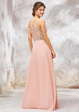 Long/Floor-Length Chiffon Bridesmaid Dress, Scoop Neck, Sleeveless, Sequined, With Sequin Detail BM bride