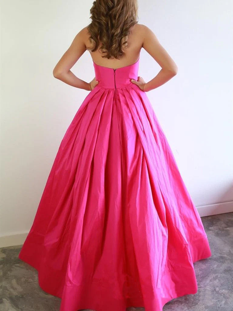 Chic A-Line Sweetheart Fuchsia Satin Evening Dress