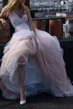 V-Neck Sleeveless Tulle Beach Wedding Dress BM bride