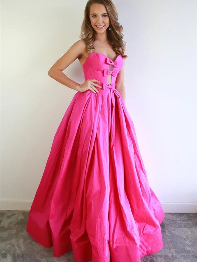 Chic A-Line Sweetheart Fuchsia Satin Evening Dress