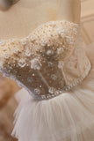 Enchanting White Tulle 3D Floral Lace A-Line Tiered Homecoming Dress BM bride