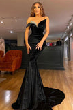 Elegant Black Long V Neck Mermaid Prom Dress BM bride