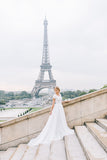 Sweetheart A-Line Wedding Dress With Wide Straps Backless Lace Ruffles Appliques BM bride