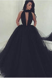 Black High-Neck Tulle Evening Dress BM bride